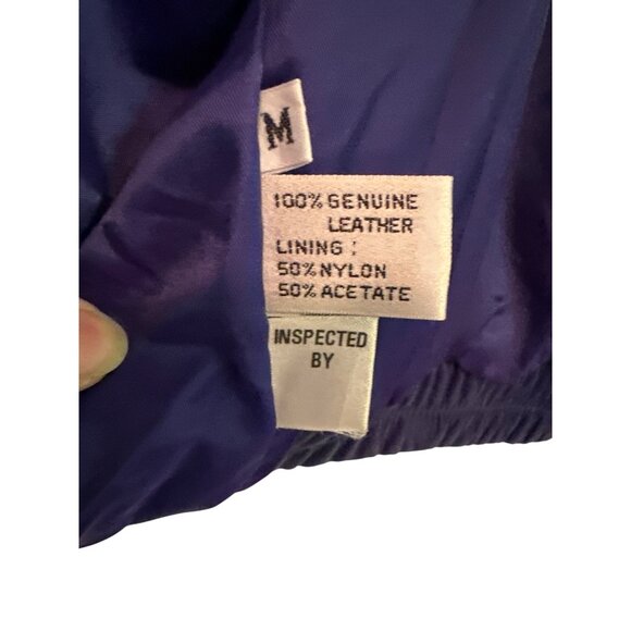 LNR Size M Vintage Cobalt High Collar Genuine Leather Jacket Snap Front Womens - Picture 8 of 11